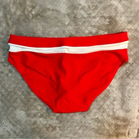 Red and White Men's Swim Trunks - Picture 5 of 7